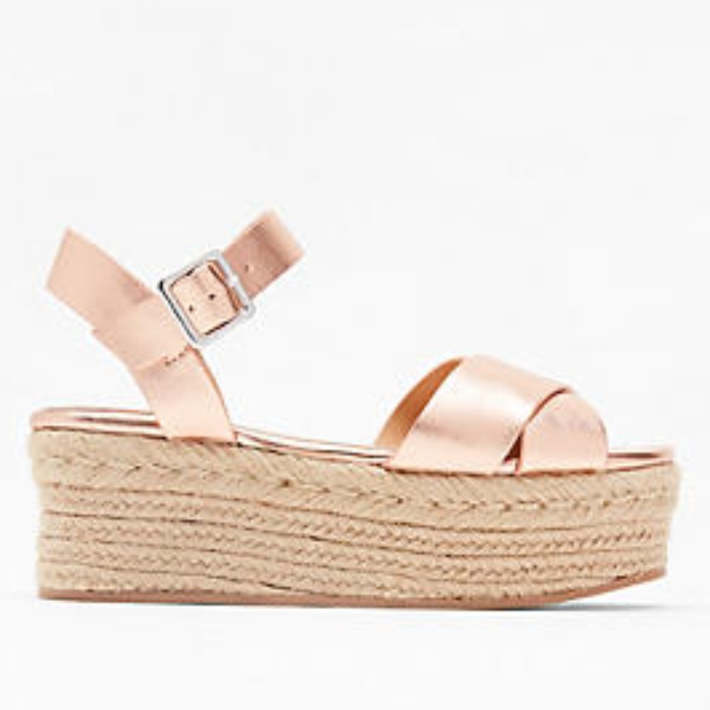 Rose Gold Metallic Platform Espadrille Sandals